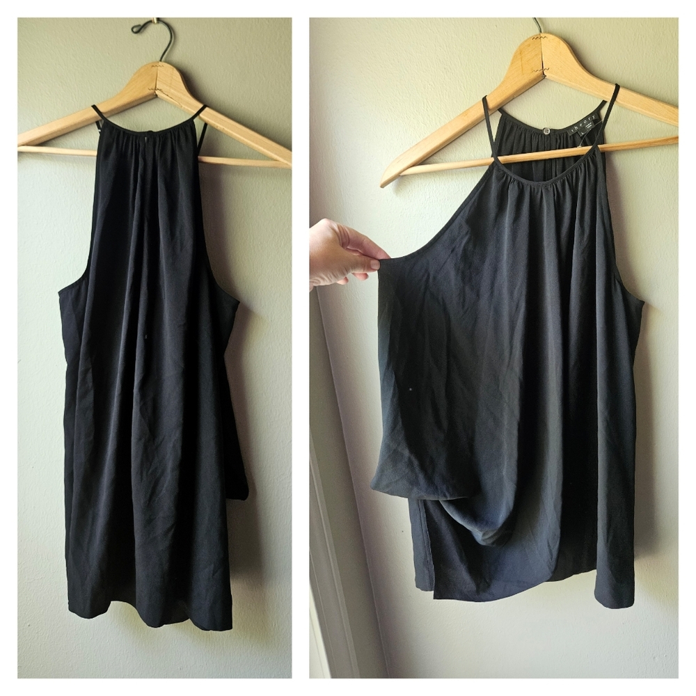 Theory Black Silk Halter Tank Large